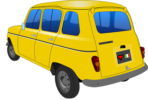 Yellow Vintage Car Illustration PNG Image