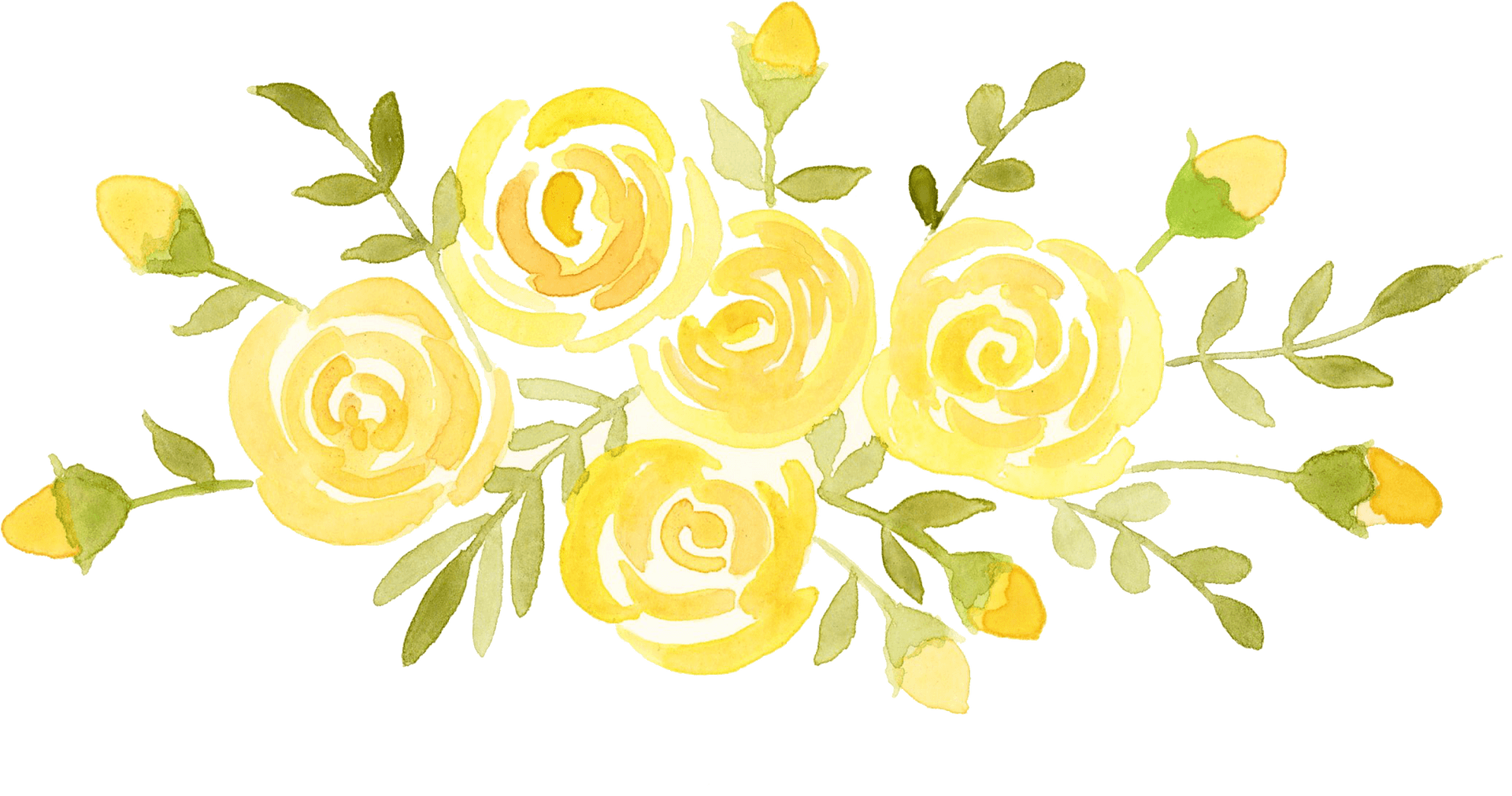 Yellow Watercolor Roses Artwork PNG Image