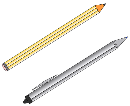 Yellowand Silver Pencils Vector Illustration PNG Image