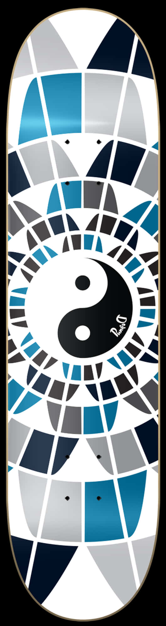 Yin Yang Skateboard Deck Design PNG Image