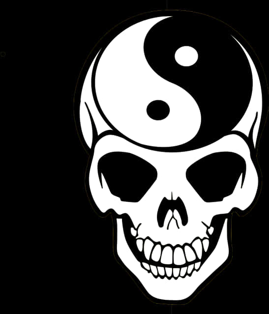 Yin Yang Skull Graphic PNG Image