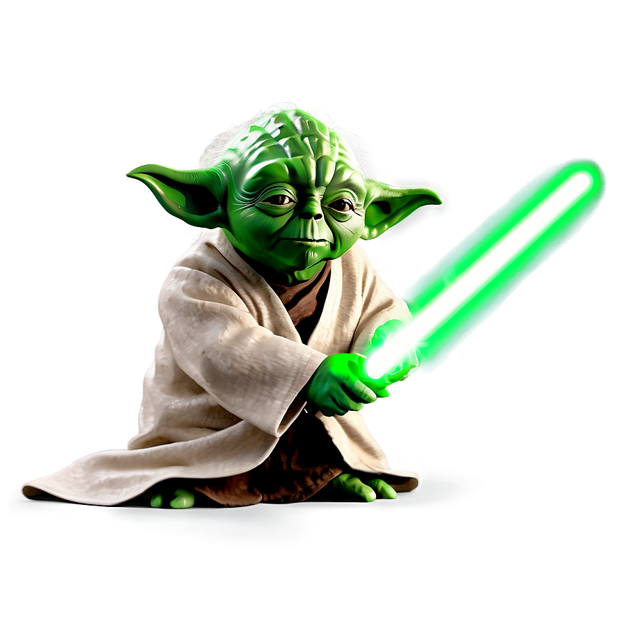 Yoda With Green Lightsaber Png Abn PNG Image