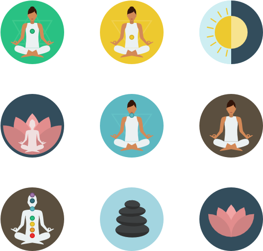 Yoga Meditation Icons Set PNG Image