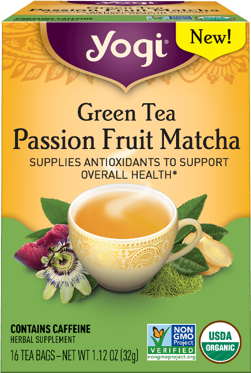 Yogi Green Tea Passion Fruit Matcha Box PNG Image