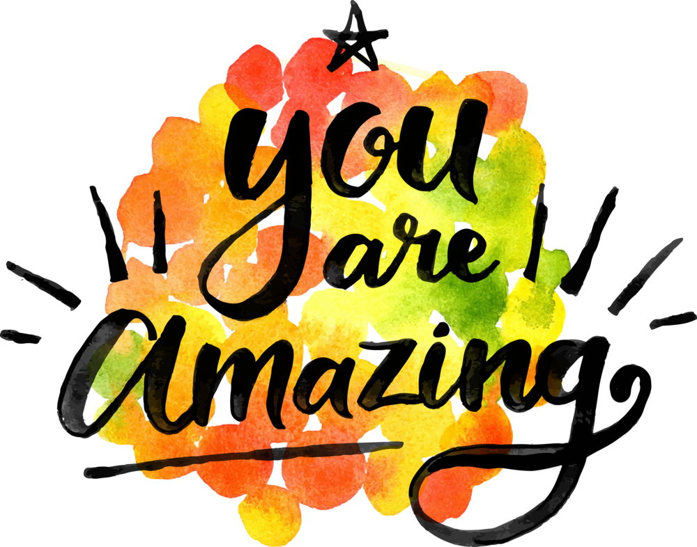 You Are Amazing Watercolor Message PNG Image