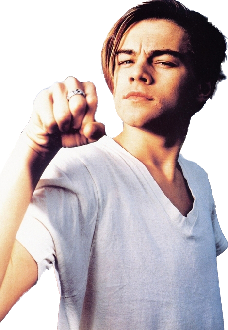 Young Actor Pointing Finger Casual Pose PNG Image