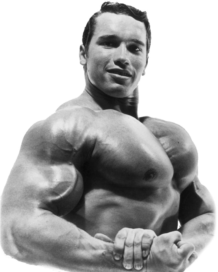 Young Arnold Schwarzenegger Bodybuilding Pose PNG Image