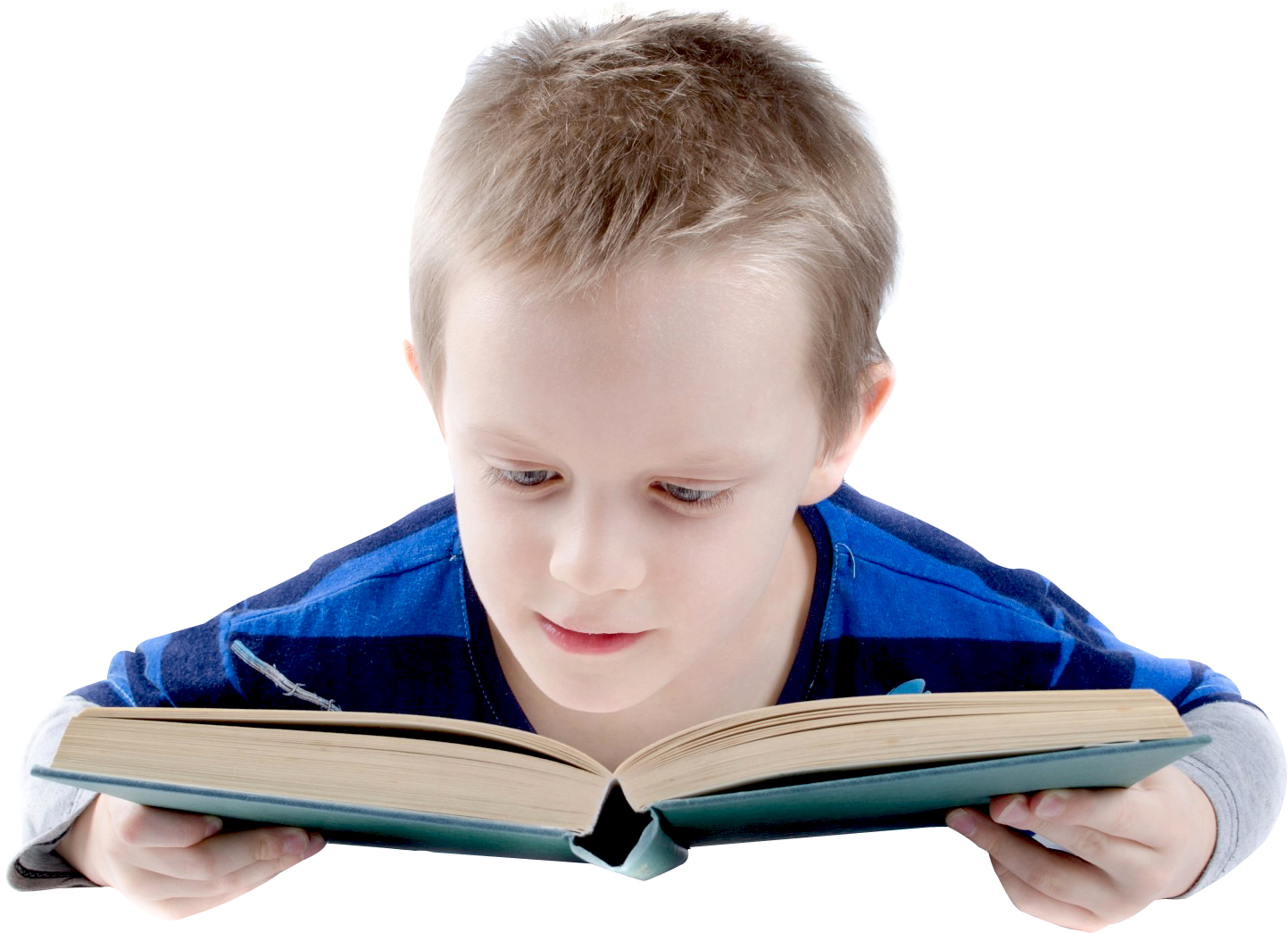 Young Boy Engrossedin Reading PNG Image