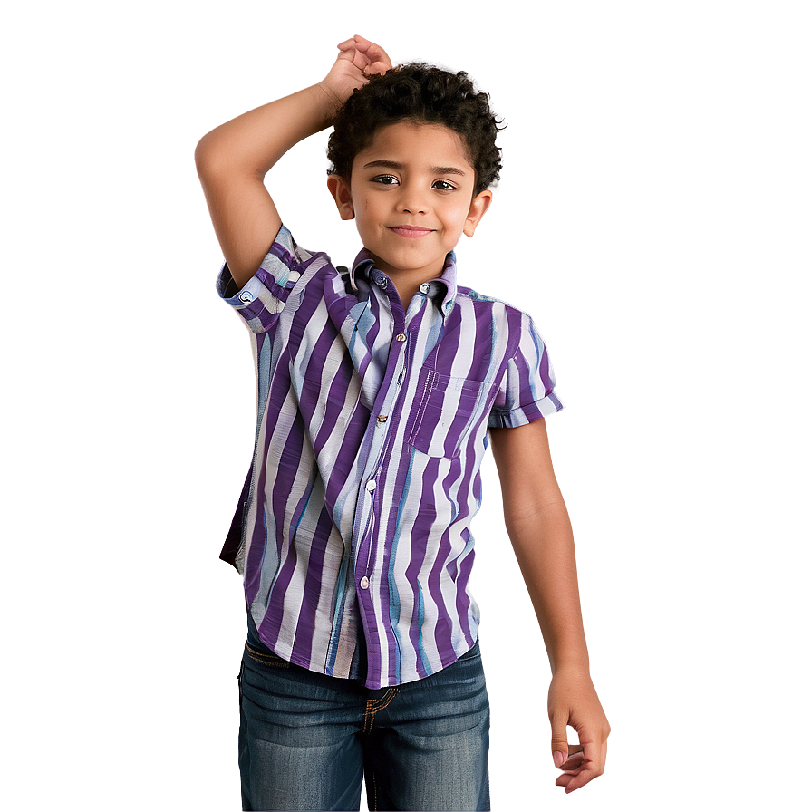 Young Boy Smilingin Striped Shirt PNG Image