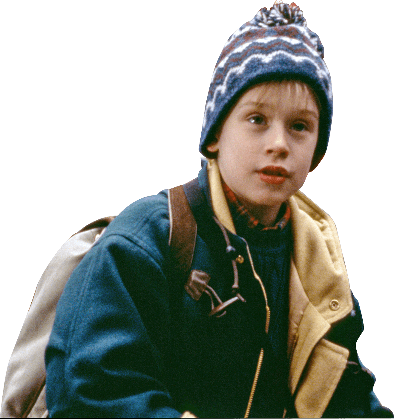 Young Boy Winter Hat Backpack PNG Image