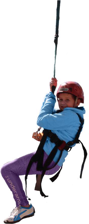 Young Climber Rappelling Down PNG Image