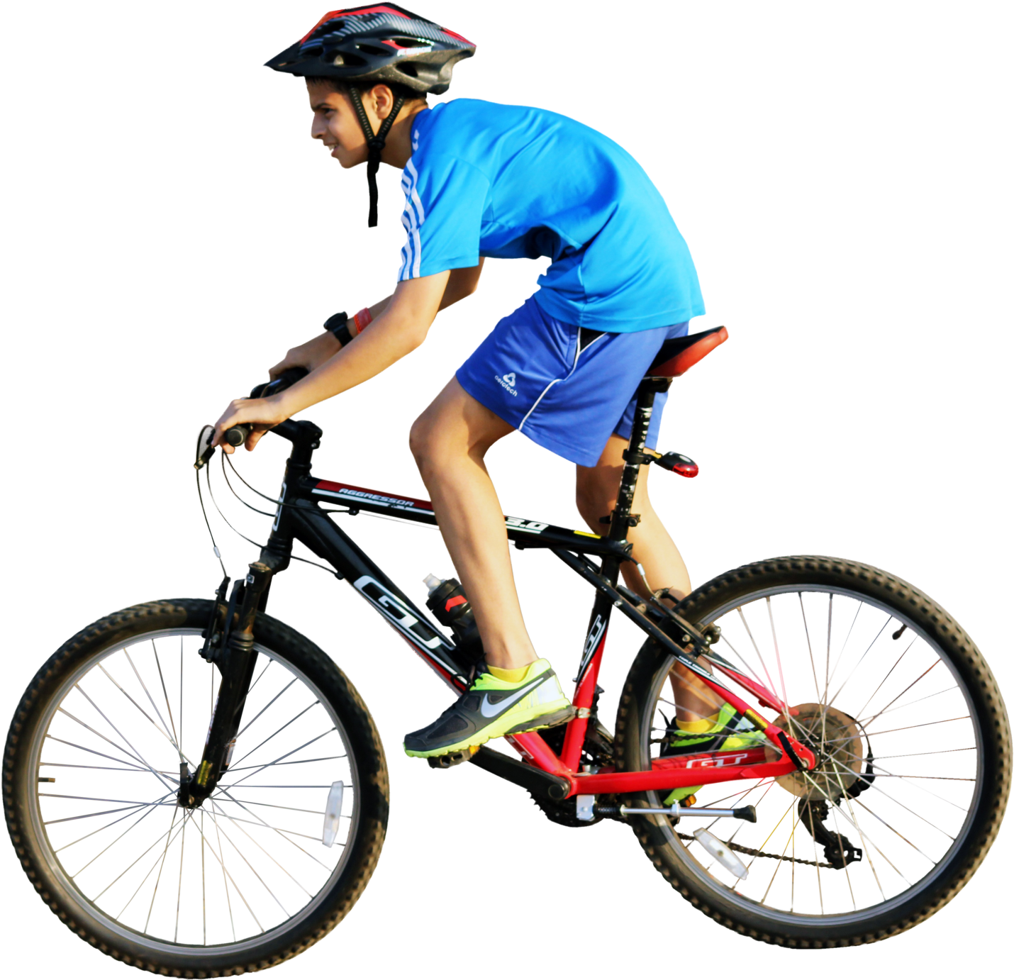 Young Cyclistin Action PNG Image