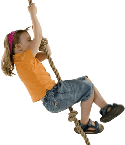 Young Girl Climbing Rope Adventure PNG Image