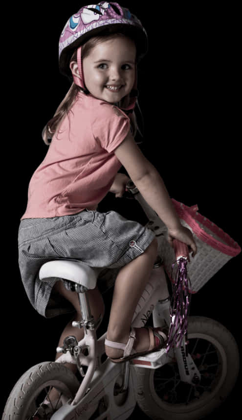 Young Girl Enjoying Bike Ride PNG Image