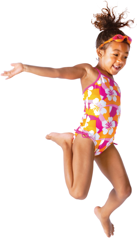 Young Girl Jumpingin Swimsuit PNG Image