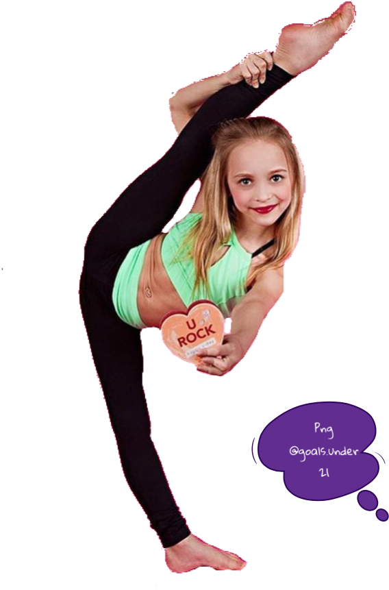 Young Girl Performing Aerobic Stretch PNG Image