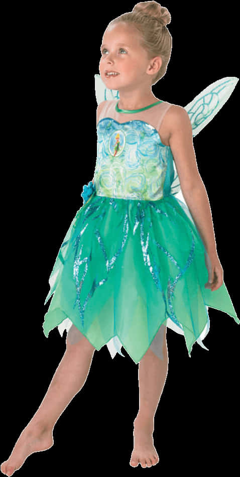 Young Girl Tinkerbell Costume PNG Image