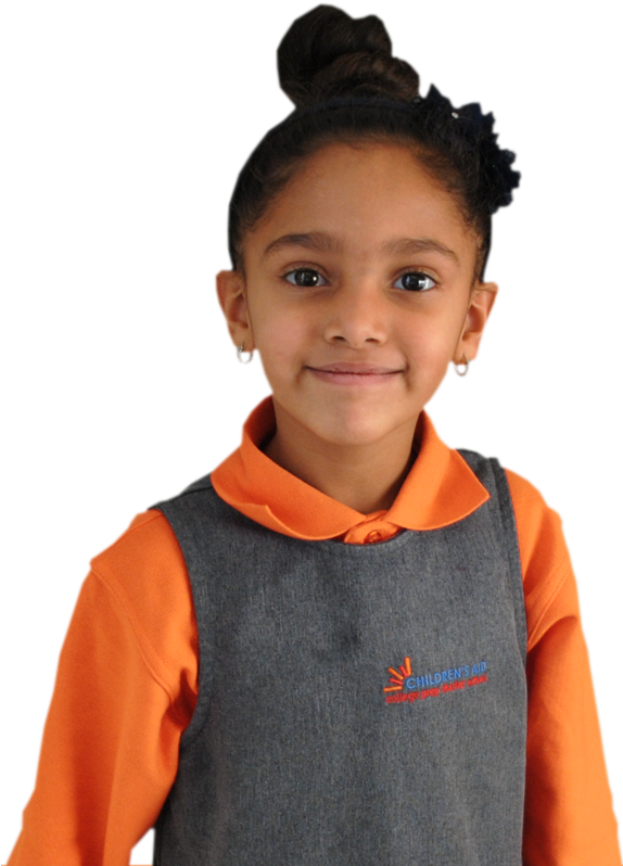 Young Girlin Orangeand Grey Outfit PNG Image