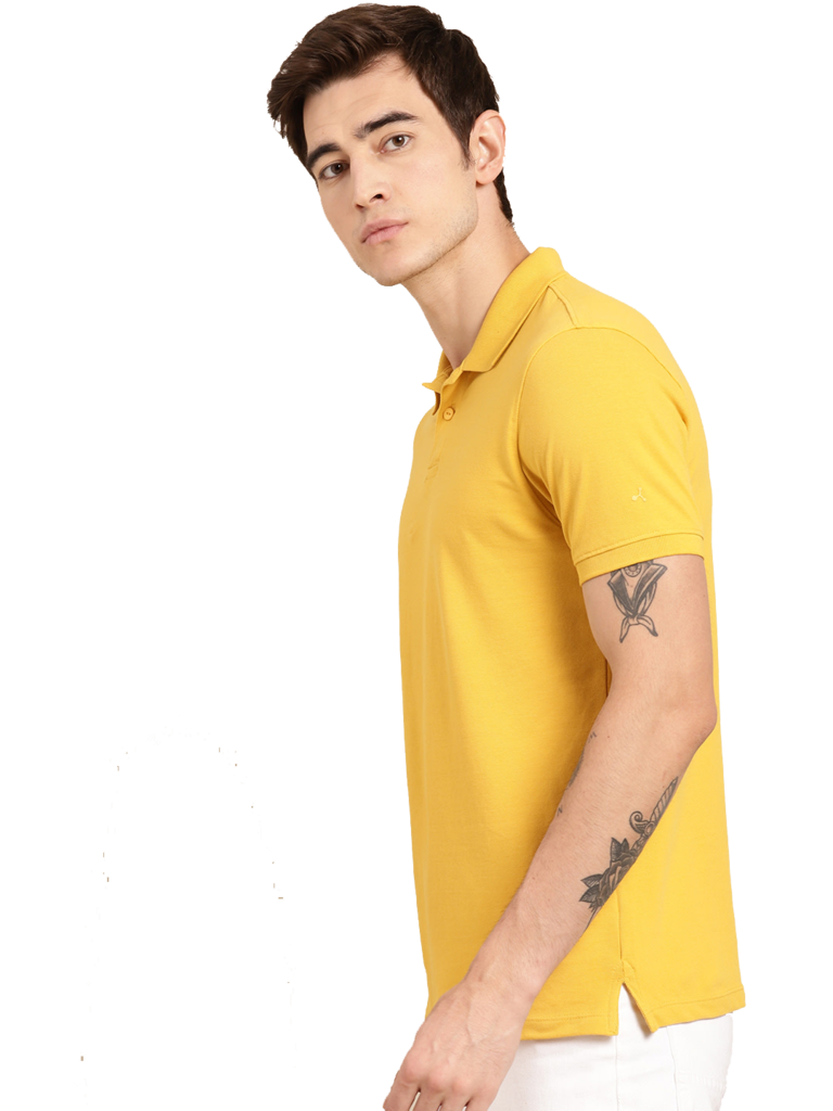 Young Man Yellow Polo Shirt PNG Image