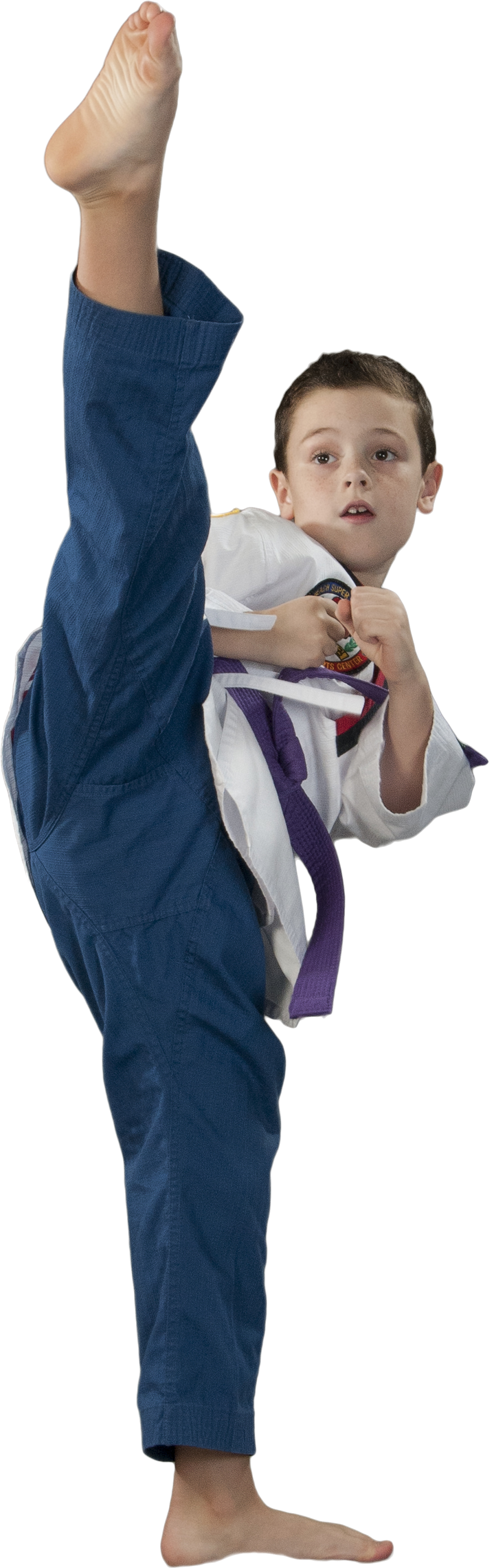 Young Martial Artist High Kick PNG Image