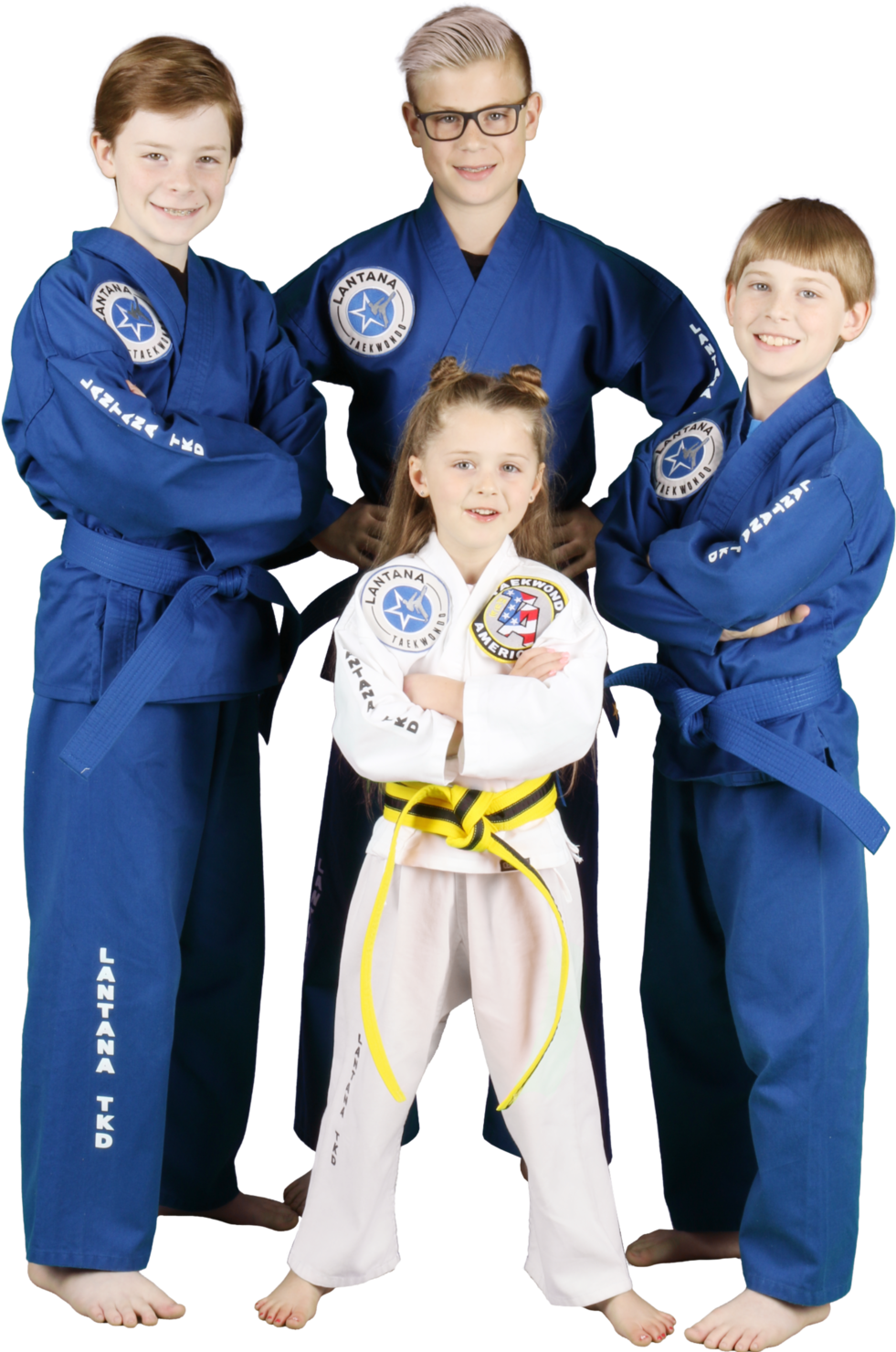 Young Martial Artists Group Pose PNG Image