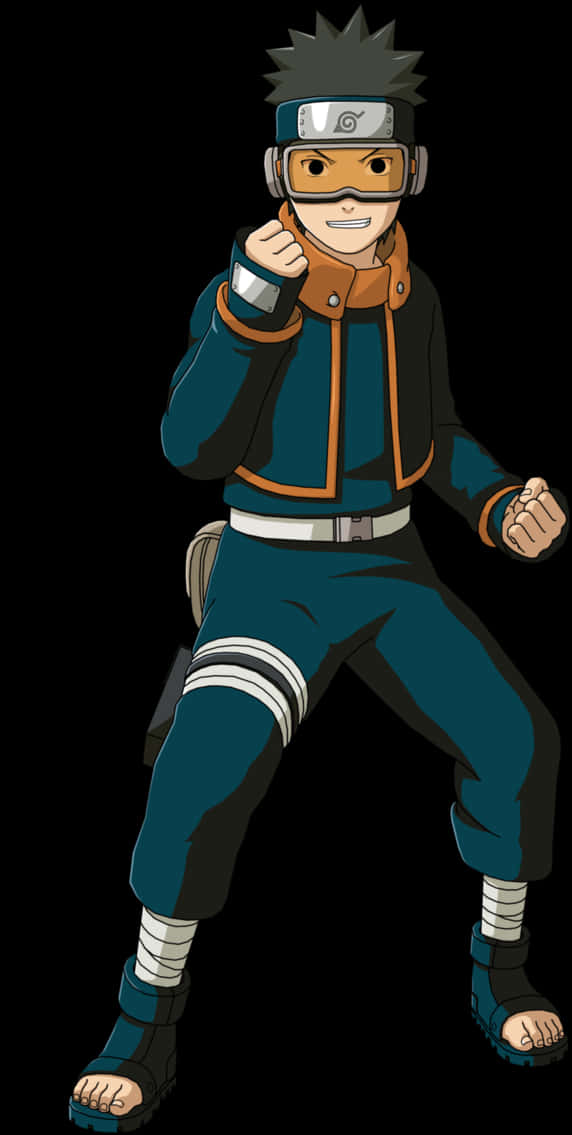 Young Ninja Obito Uchiha Pose PNG Image