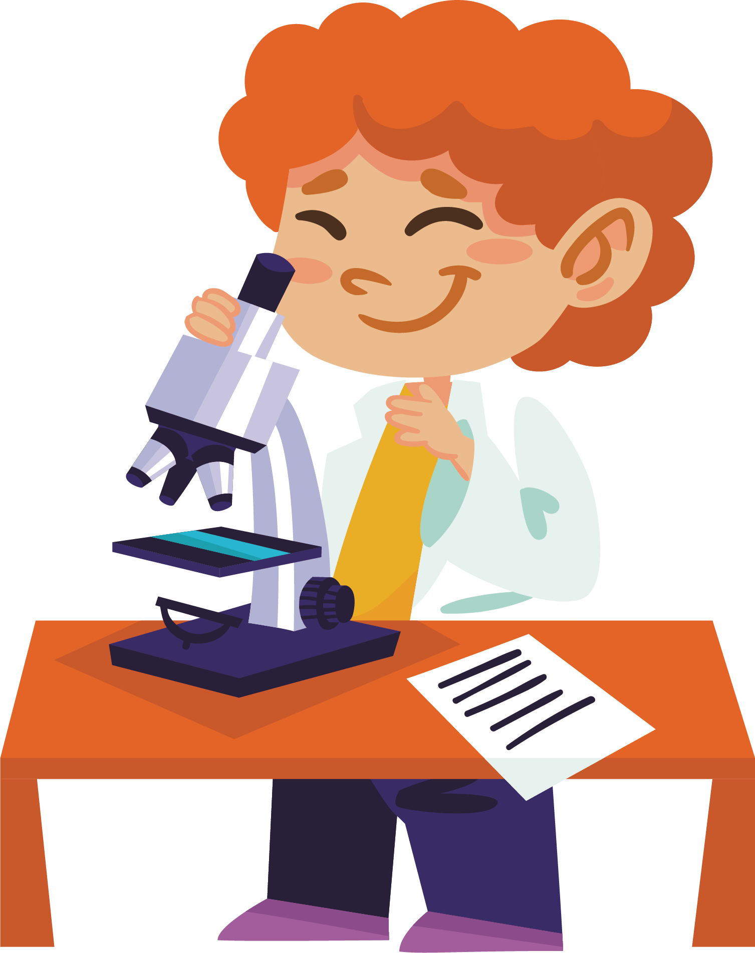 Young Scientist Using Microscope PNG Image