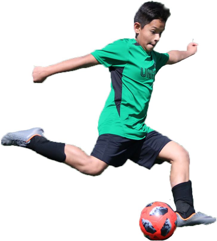 Youth Soccer Player Kicking Ball PNG Image