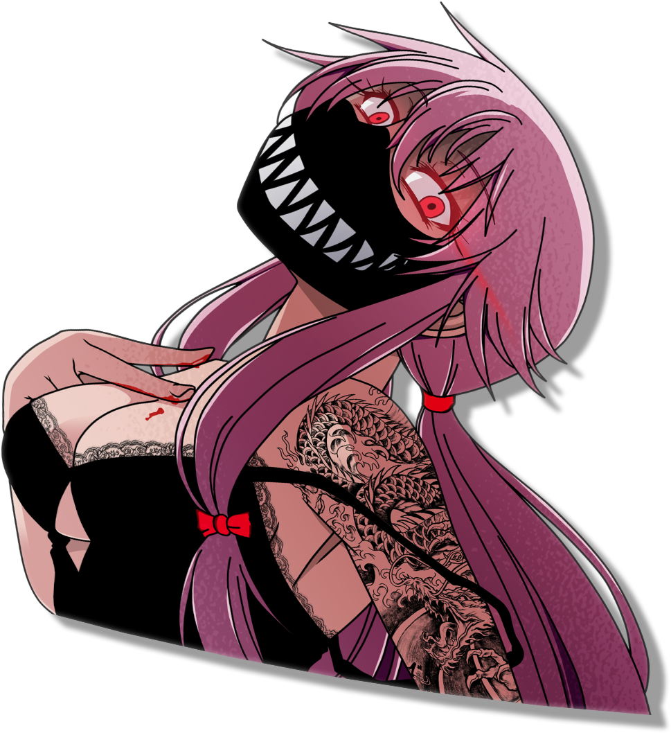 Yuno Gasai Anime Character Art PNG Image