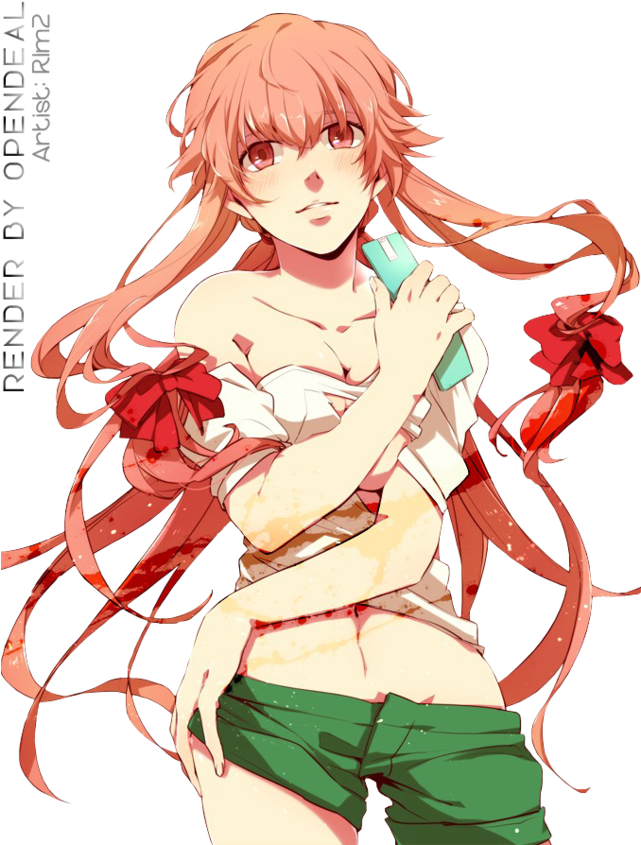 Yuno Gasai Pink Haired Anime Character PNG Image