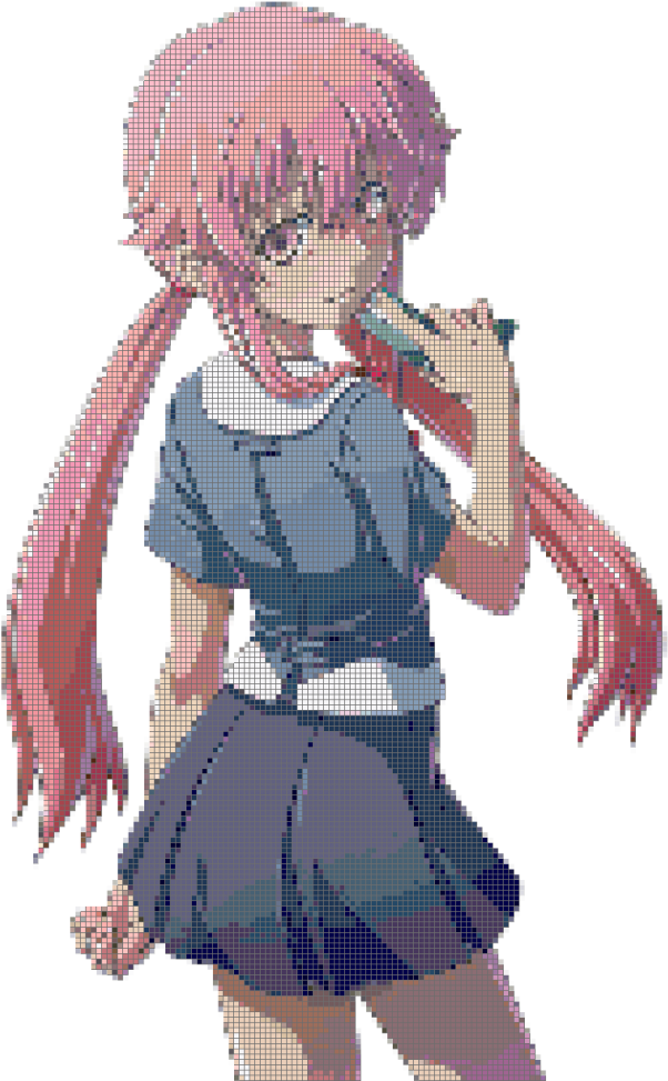 Yuno Gasai Pixel Art PNG Image