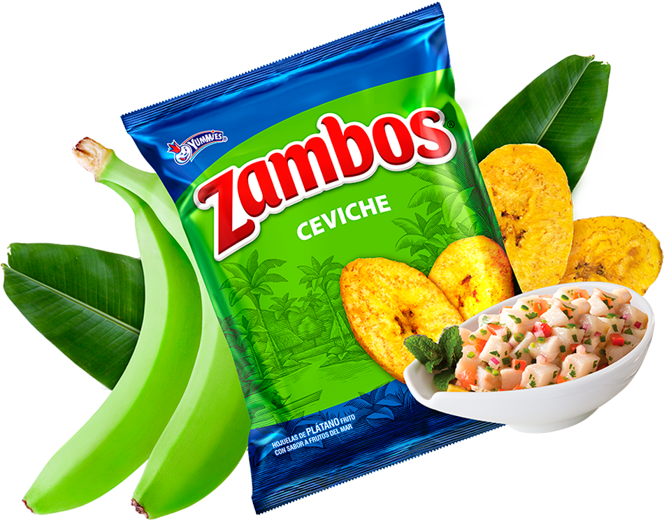 Zambos Ceviche Flavored Plantain Chips Packaging PNG Image