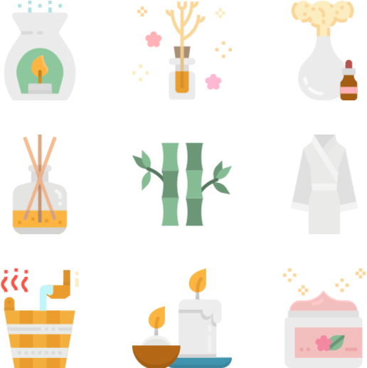 Zen Spa Icons Set PNG Image