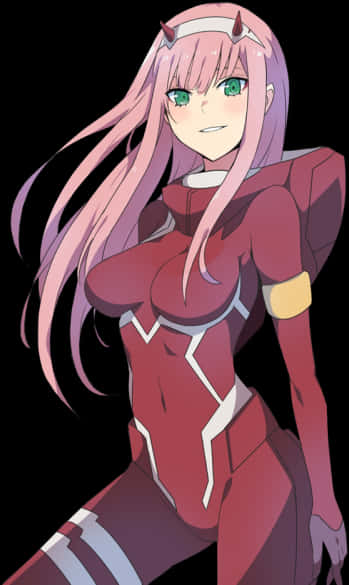 Zero Two Anime Character Portrait PNG Image