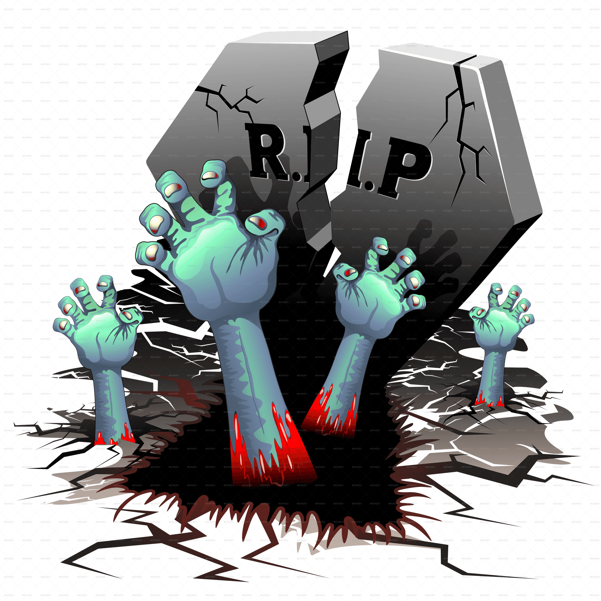 Zombie Hands Emerging From Grave PNG Image