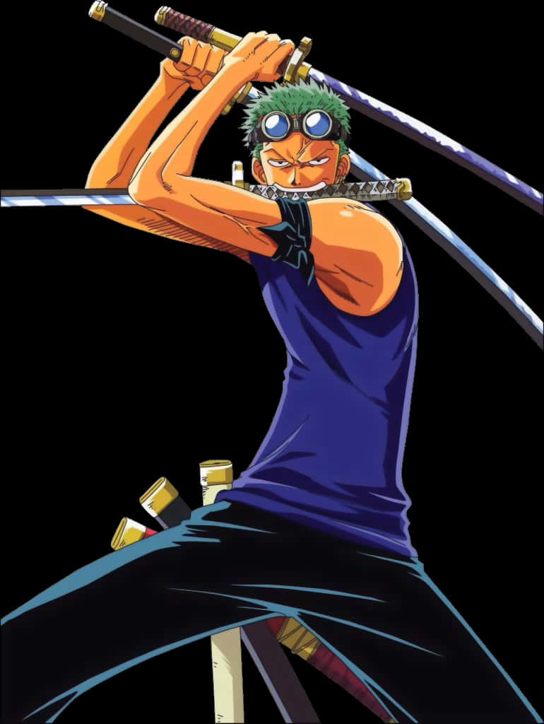 Zoro_ Three_ Sword_ Style_ Anime_ Character PNG Image