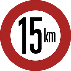 15km Speed Limit Sign PNG Image