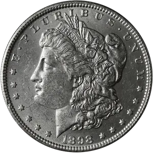 1898 Silver Dollar Coin PNG Image