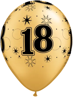 18th Birthday Celebration Gold Balloon PNG Image