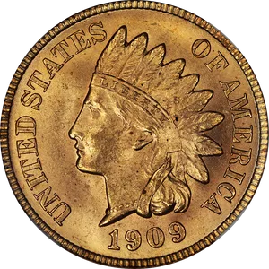 1909 Indian Head Gold Coin PNG Image