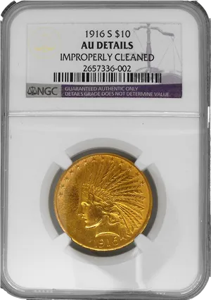 1916 S10 Dollar Gold Coin A U Details PNG Image