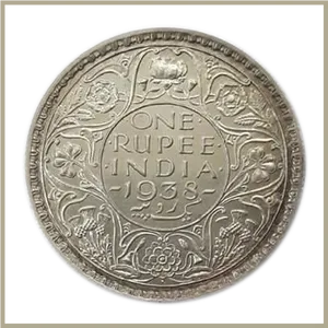 1938 Indian One Rupee Coin PNG Image