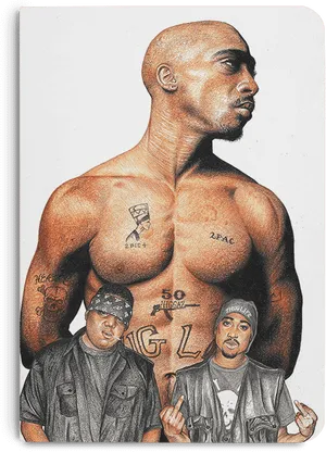 2 Pac Legendary Rap Icons PNG Image