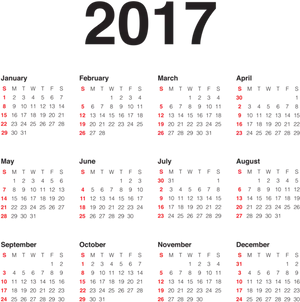 2017_ Red_and_ Black_ Calendar PNG Image