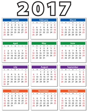 2017 Yearly Calendar Overview PNG Image