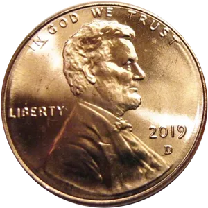 2019 D Lincoln Penny PNG Image