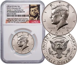 2019 Kennedy Half Dollar Commemorative Coin PNG Image