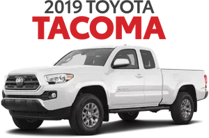 2019 Toyota Tacoma White Pickup Truck PNG Image