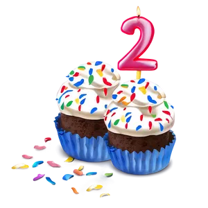 2nd Birthday Cupcake Design Png Ujc10 PNG Image