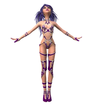 3 D Animated Characterin Purple Outfit PNG Image